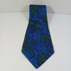 Pure‎ Thai Silk Handwork Blue Green Paisley Silk Tie